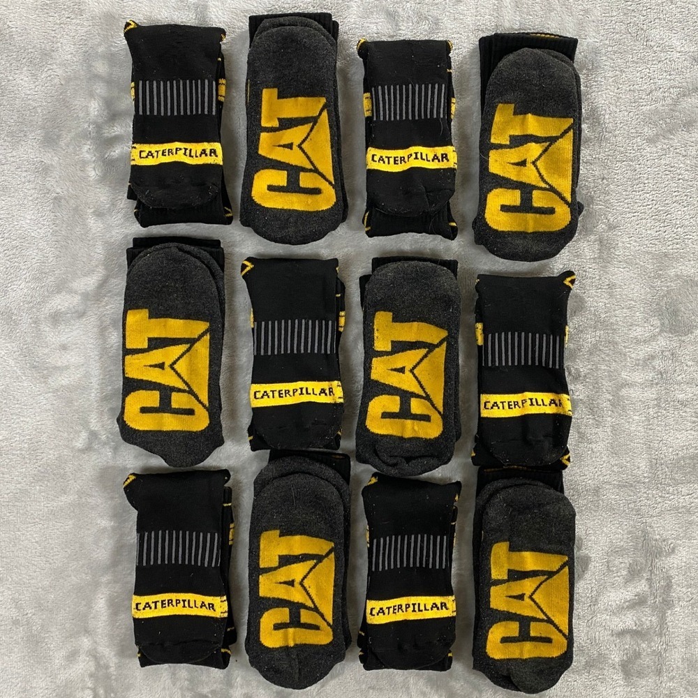 Bulk Lot 12 Pair Caterpillar Cushion Boot Sock Men 8-11 Black Workwear HeavyDuty